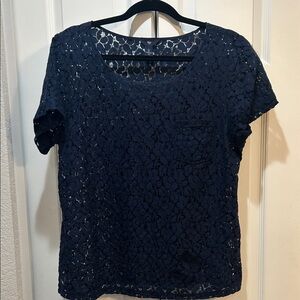 Navy Lace Women Top